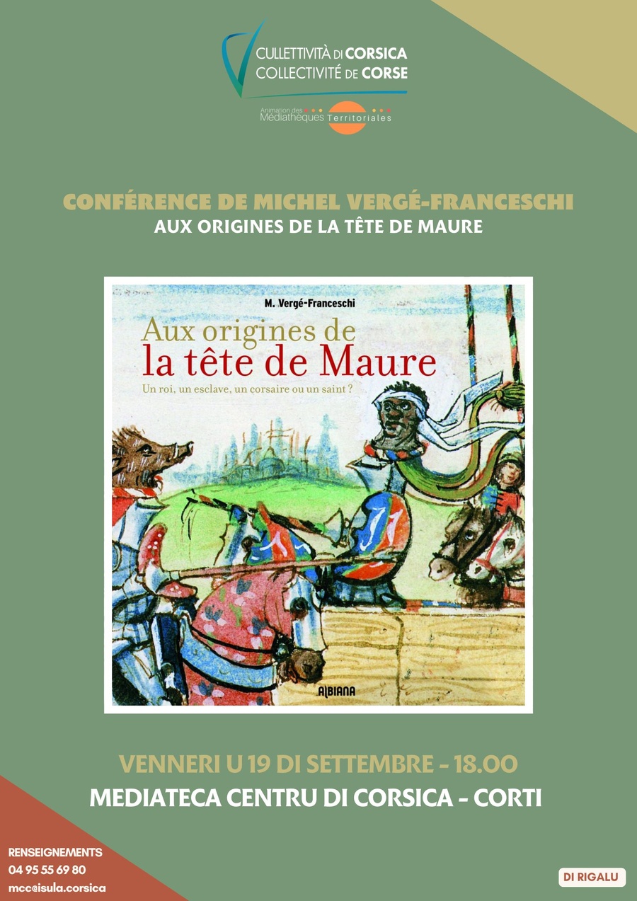 Arrière-plan pour Conférence de Michel Vergé-Franceschi : "Aux origines de la tête de Maure, Un roi, un esclave, un corsaire ou un saint ?" - Médiathèque Centre Corse
