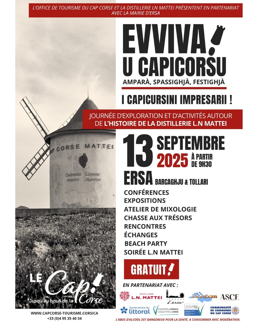 Arrière-plan pour "Evviva u Capicorsu" : Journée d'exploration et d'activités autour de l'histoire de la distillerie L.N Mattei