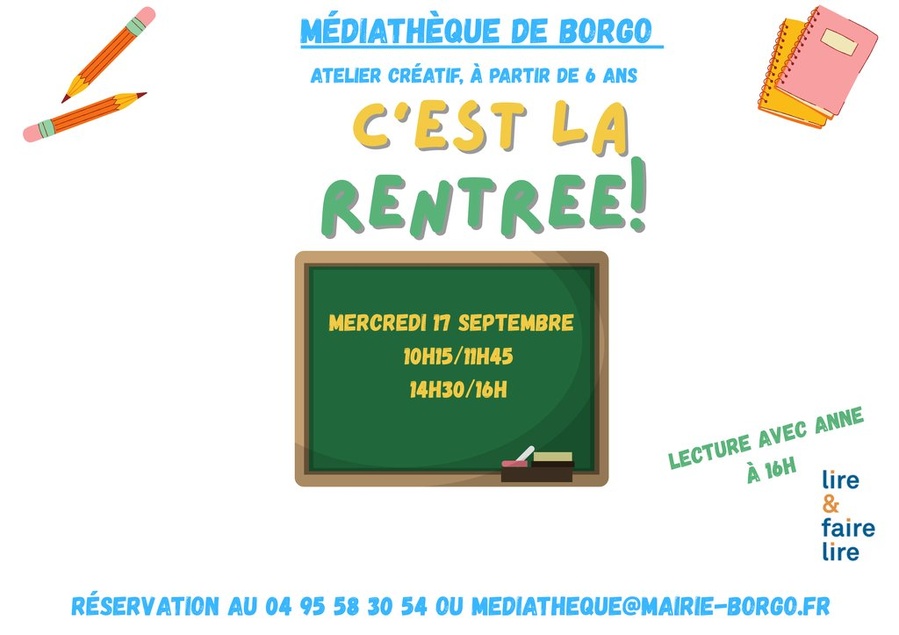 Arrière-plan pour Atelier créatif autour du thème "C'est la rentrée ! " - Mediateca