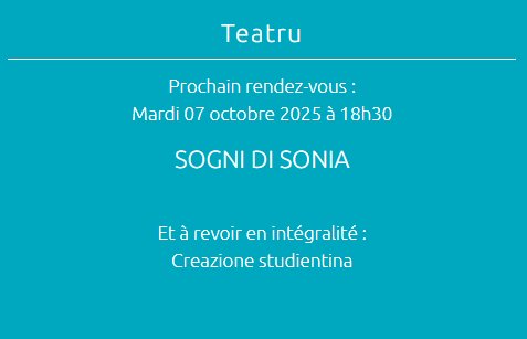 Arrière-plan pour Théâtre : "Sogni di Sonia" par la Cie Spirale, d’après Les Inconstances d’Alexandre Oppecini - CCU Spaziu Natale Luciani