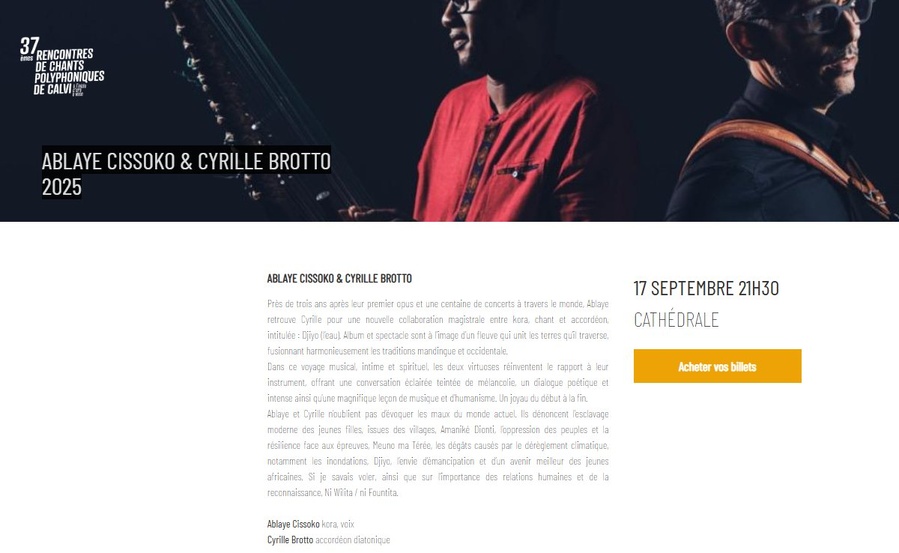 Arrière-plan pour 37èmes Rencontres de Chants Polyphoniques de Calvi / Concert d'Ablaye Cissoko & Cyrille Brotto - Cathédrale