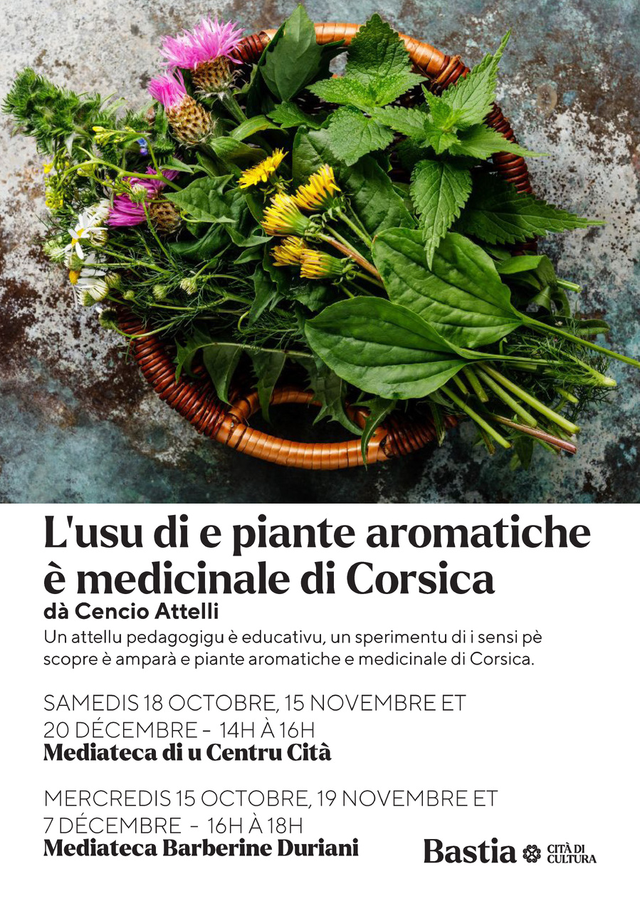 Arrière-plan pour Atelier de découverte des plantes aromatiques et médicinales de Corse - Mediateca Centru Cità