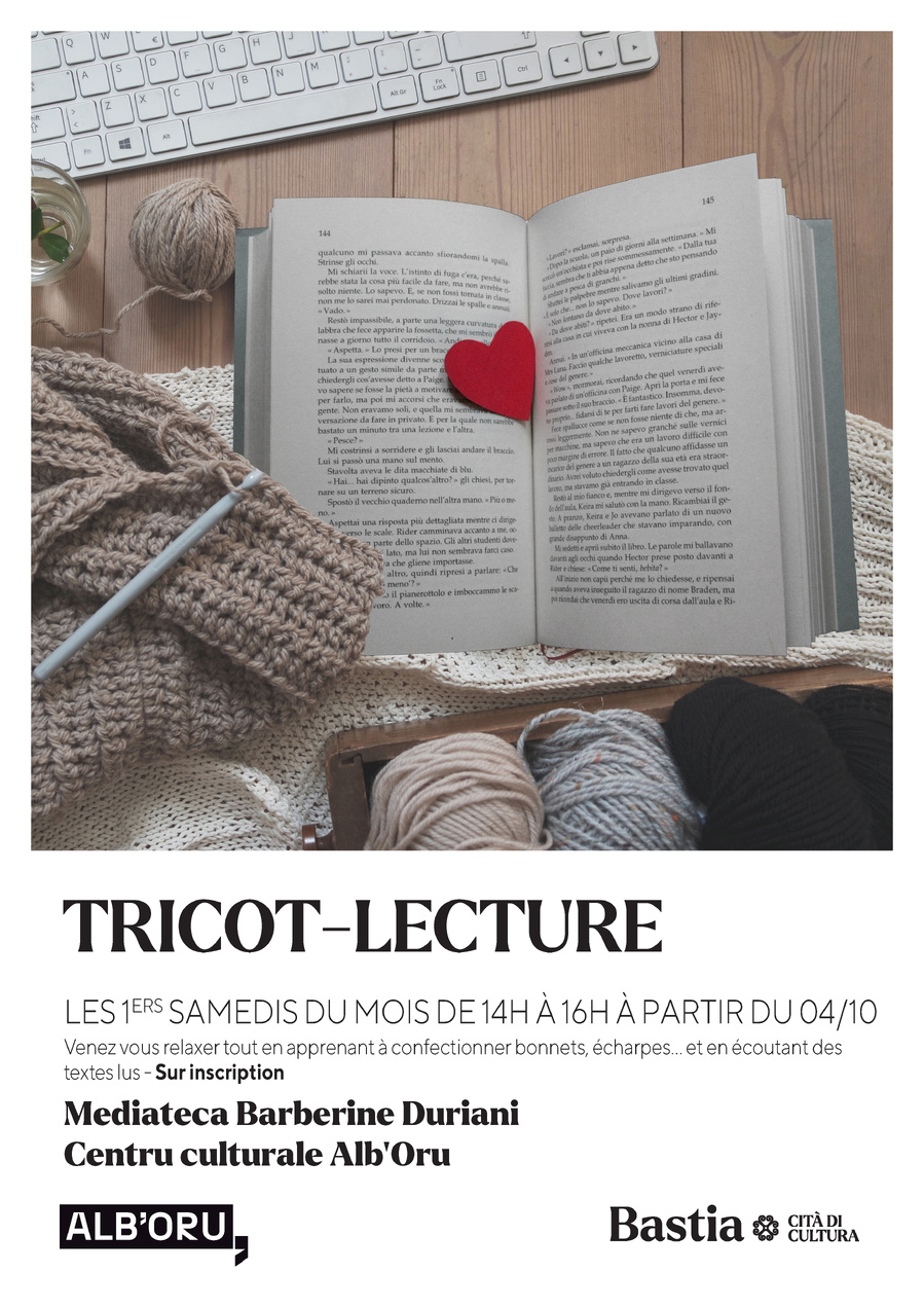 Atelier Tricot-Lecture à la Médiathèque Barberine Duriani de Bastia