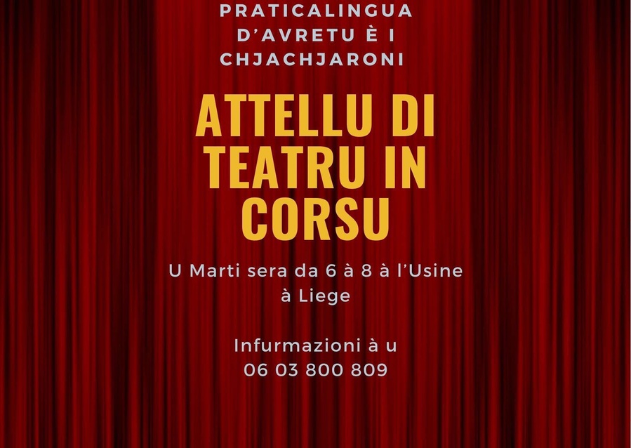 Atelier de théâtre en langue corse proposé par Praticalingua d'Avretu en partenariat avec la Compagnie I Chjachjaroni - Théâtre de l'Usine à liège