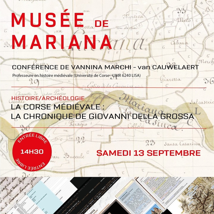 Arrière-plan pour Conférence : "La Corse médiévale : la chronique de Giovanni della Grossa à l’épreuve des archives et de l’archéologie" parVannina Marchi van Cauwelaert, professeure en histoire médiévale, Université de Corse - Musée Archéologique de Mariana _Prince Rainier III de Monaco