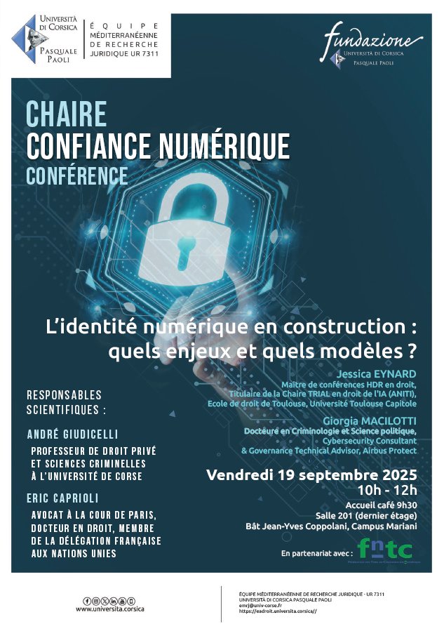 Arrière-plan pour Chaire Confiance numérique / Conférence :  "L'identité numérique en construction : quels enjeux et quels modèles ?" - Salle 201 de la Faculté de droit et de science politique