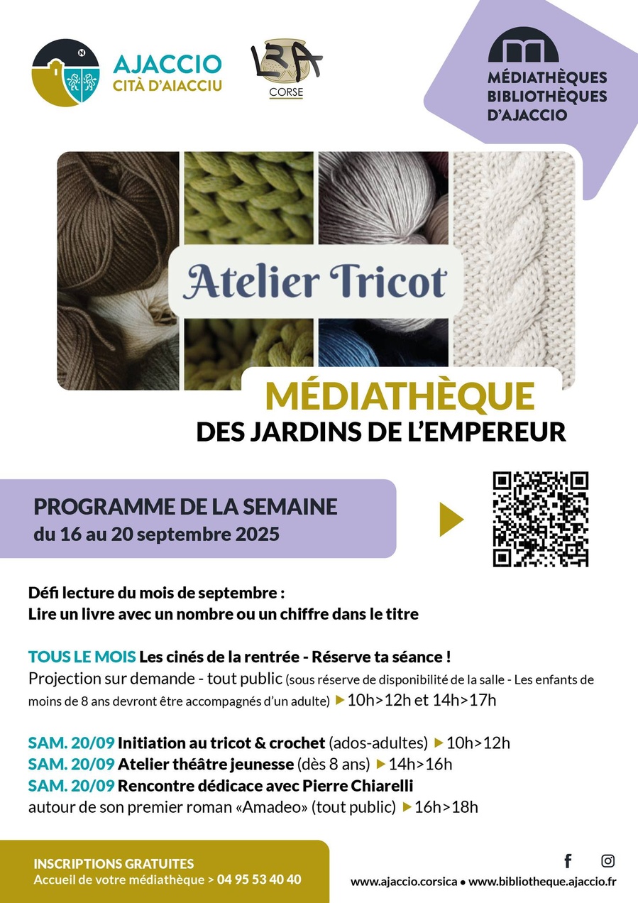 Arrière-plan pour Atelier d'initiation au tricot et au crochet pour ados et adultes - Médiathèque des Jardins de l’Empereur
