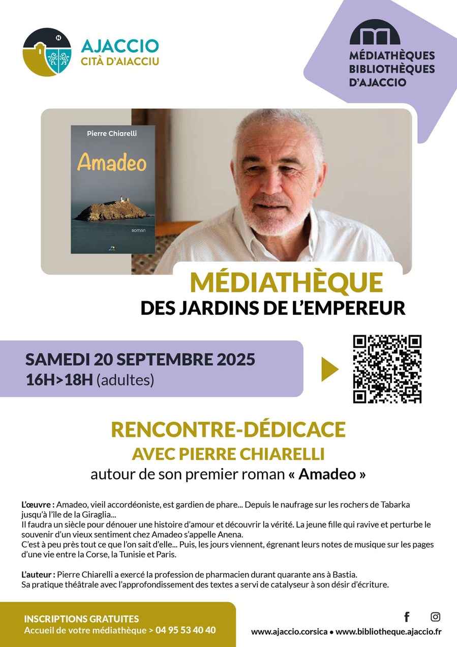 Arrière-plan pour Rencontre dédicace avec Pierre Chiarelli autour de son premier roman «Amadeo»- Médiathèque des Jardins de l’Empereur