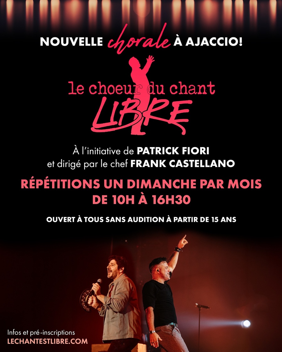 Arrière-plan pour Atelier de chant : "Le Choeur du Chant Libre d’Ajaccio" à l'initiative de Patrick Fiori et dirigé par le chef Frank Castellano