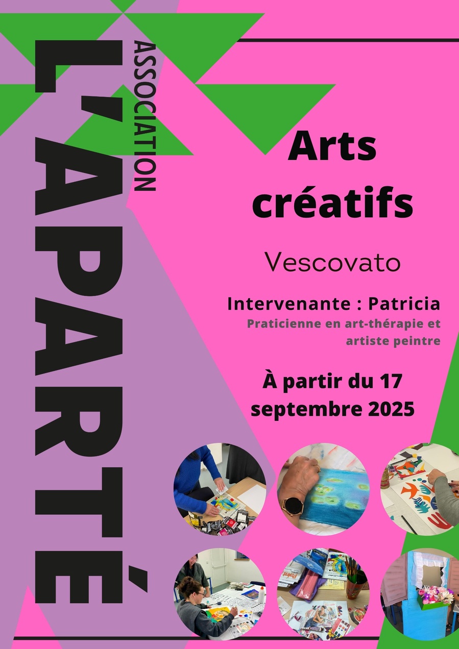 Arrière-plan pour Atelier "Arts-créatifs" adultes proposé par l'association l'Aparté - Ancienne école d'Arena