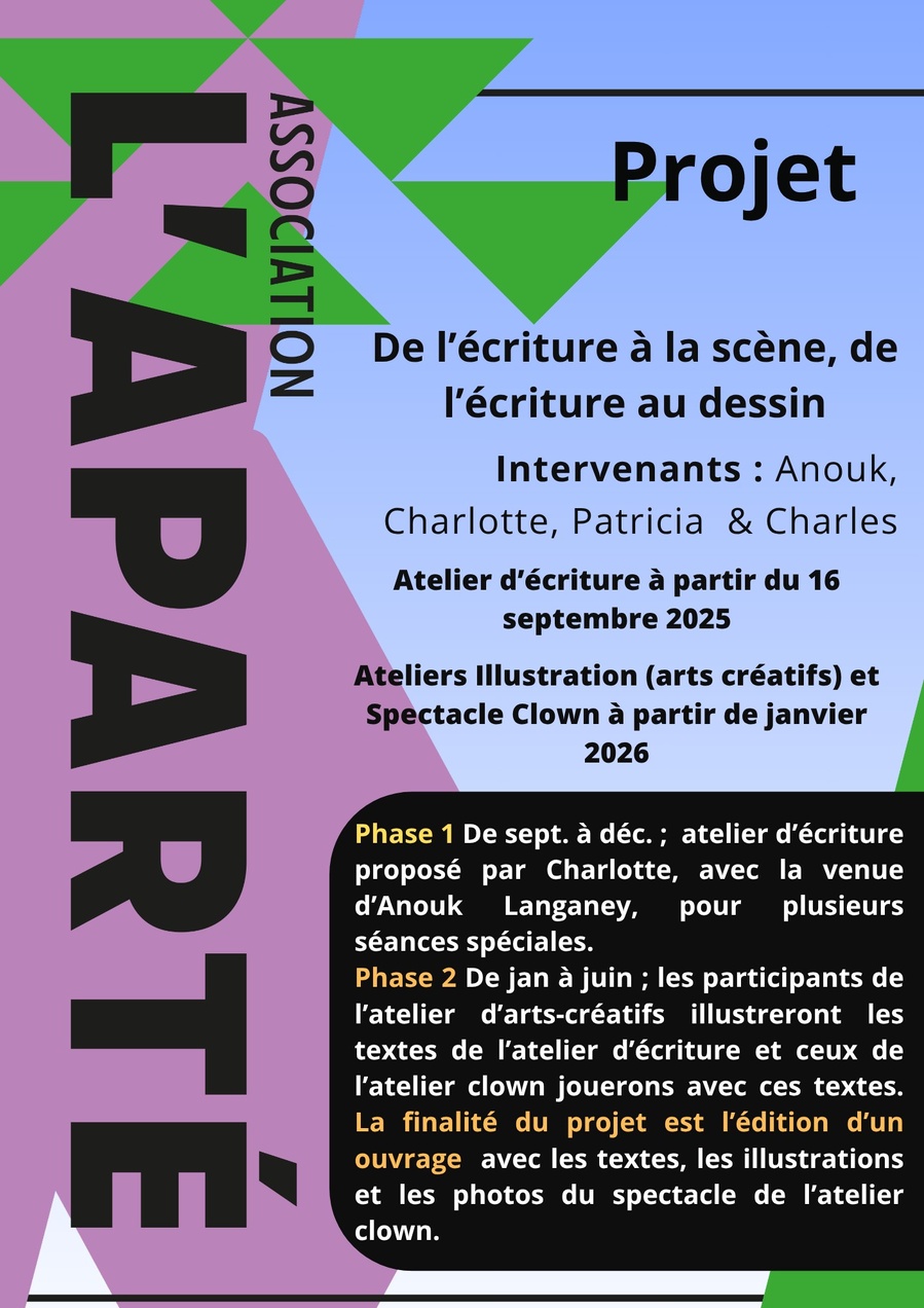 Arrière-plan pour Atelier d'écriture proposé par l'association l'Aparté (Phase 1) : De l'écriture à la scène, de l'écriture au dessin - Médiathèque