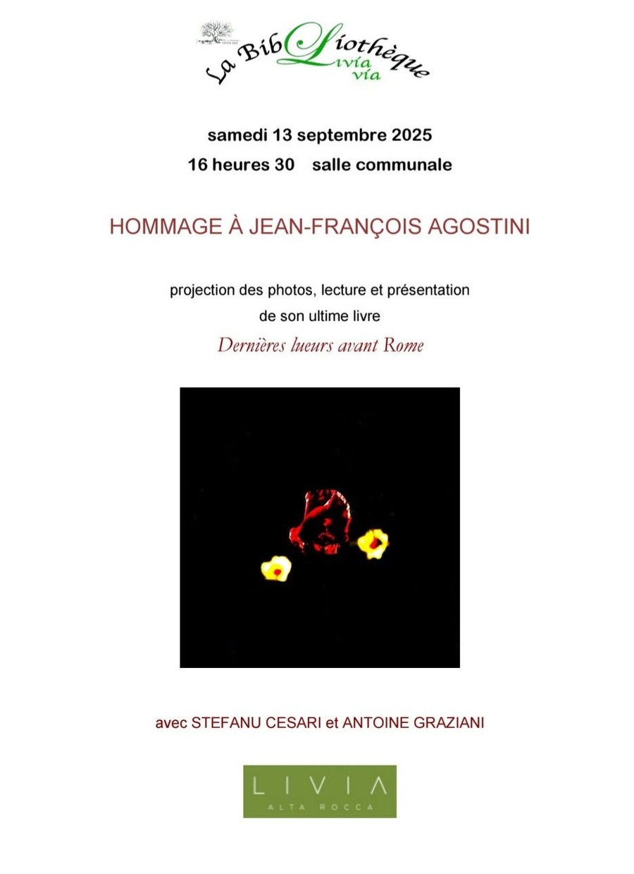 Arrière-plan pour Hommage au poète et photographe Jean-François Agostini avec les poètes Stefanu Cesari et Antoine Graziani - Salle communale
