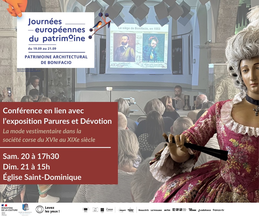 Arrière-plan pour Journées Européennes du Patrimoine / Conférence en lien avec l’exposition "Parures et dévotion, du profane au sacré" : ''La mode vestimentaire dans la société corse du XVIe au XIXe siècle'' animée par Michel-Édouard Nigaglioni - Église Saint-Dominique