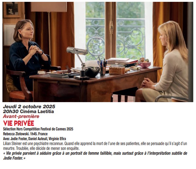 Arrière-plan pour Festival Passion Cinéma / Avant-première du film "Vie privée" - Cinéma Laetitia