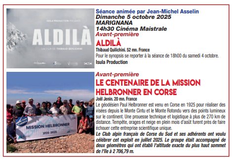 Arrière-plan pour Festival Passion Cinéma / Avant première des films "Aldilà" et "Le centenaire de la mission Helbronner en Corse", Séances animées par Jean-Michel Asselin - Salle maistrale