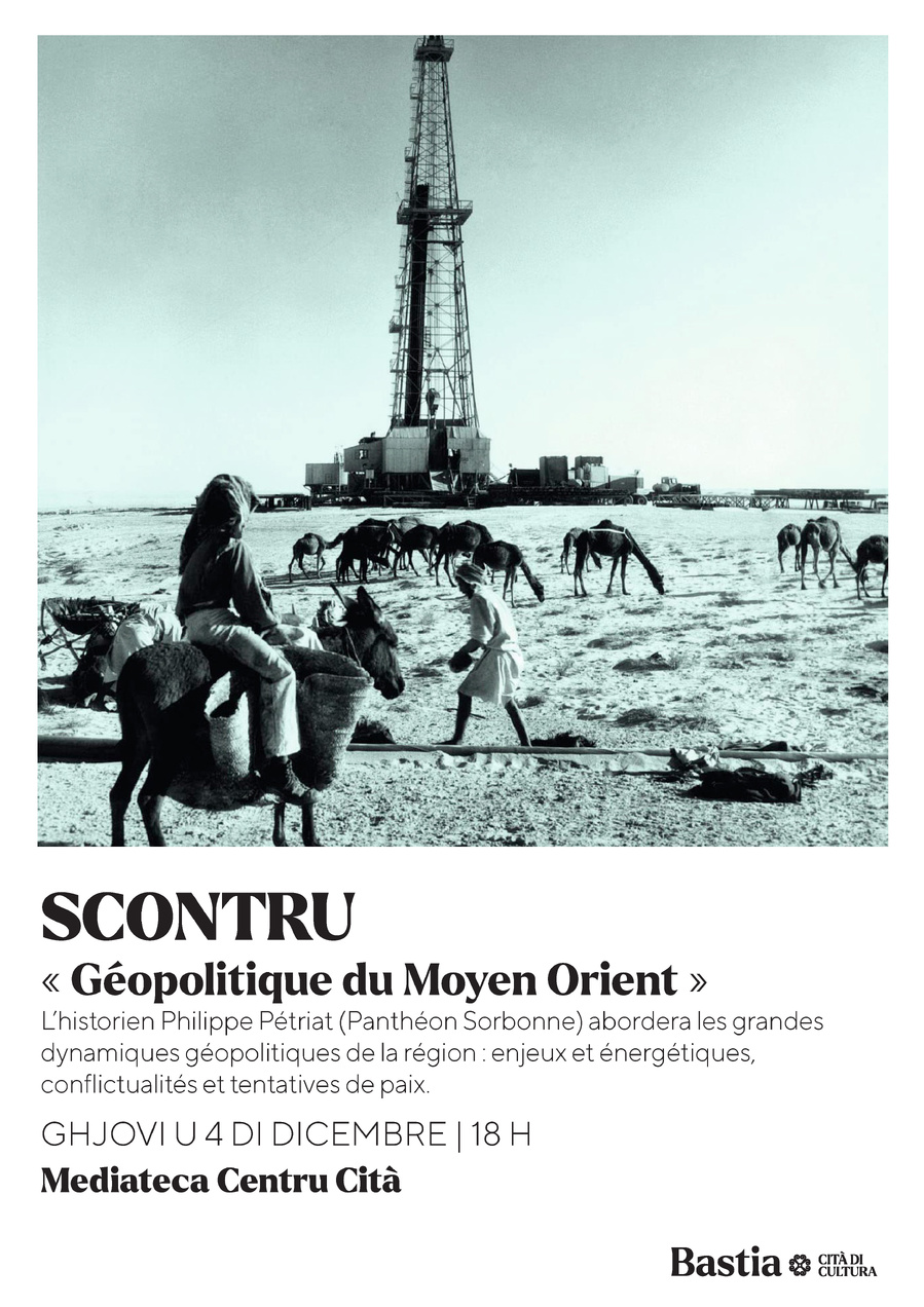 Arrière-plan pour Rencontre avec l'historien Philippe Pétriat atour du thème "Géopolitique du Moyen Orient" - Mediateca Centru Cità