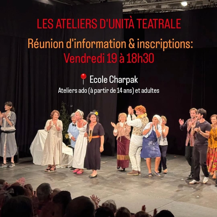 Arrière-plan pour Les ateliers théâtre d'Unita Teatrale : Réunion d'information & inscriptions - École Georges Charpak, Toga