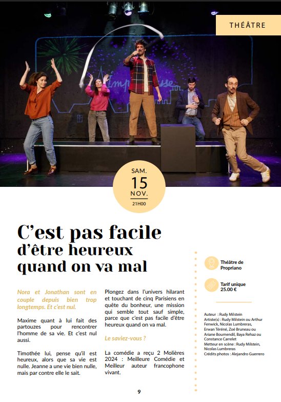 Arrière-plan pour Théâtre : C’est pas facile d’être heureux quand on va mal