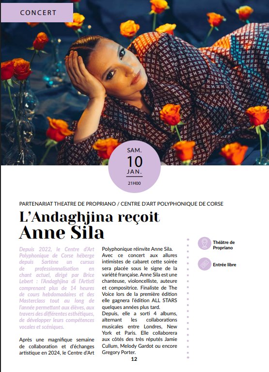 Concert d'Anne Sila avec les étudiants de l'Andaghjina di l'Artisti