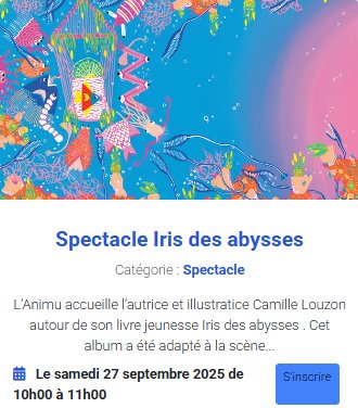 Arrière-plan pour Spectacle Iris des abysses - Médiathèque l'Animu