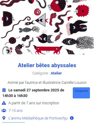 Arrière-plan pour Atelier bêtes abyssales animé par l'autrice et illustratrice Camille Louzon - Médiathèque l'Animu