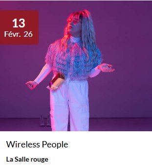 Seule en scène : Wireless People - Salle rouge