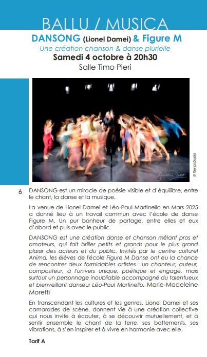 Arrière-plan pour Dansong (Lionel Damei) & Figure M : Une création chanson & danse plurielle - Salle Timo Pieri