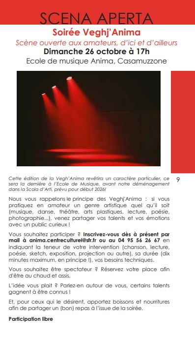 Arrière-plan pour Soirée Veghj’Anima : Scène ouverte aux amateurs, d’ici et d’ailleurs - École de musique Anima