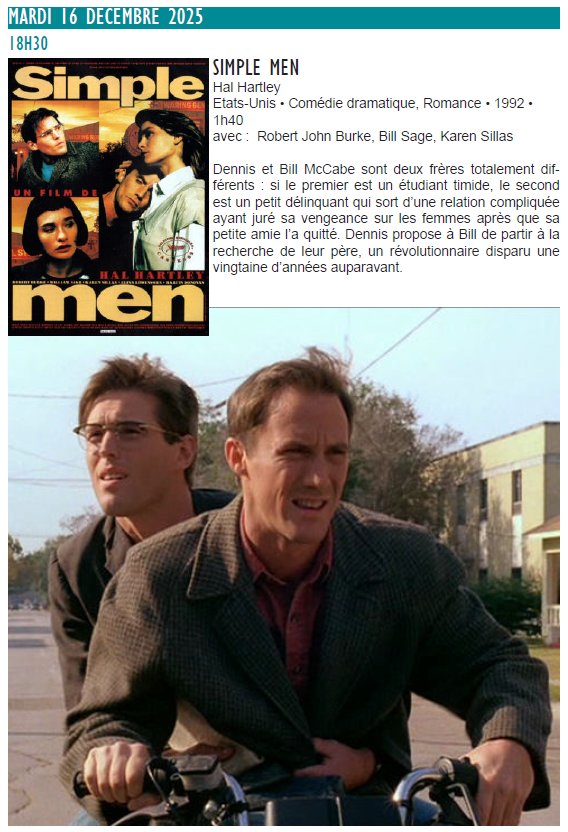 Projection du film 'Simple Men' d'Hal Hartley à la Cinémathèque de Corse