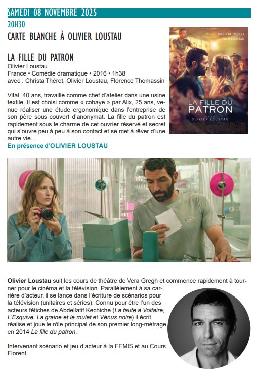Projection du film 'La fille du patron' avec Olivier Loustau à la Cinémathèque de Corse