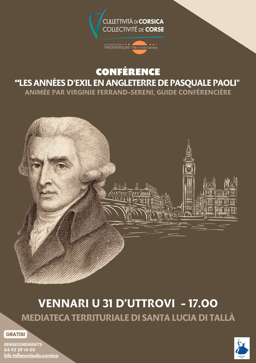 Conférence sur l'exil de Pasquale Paoli en Angleterre par Virginie Ferrand-Sereni