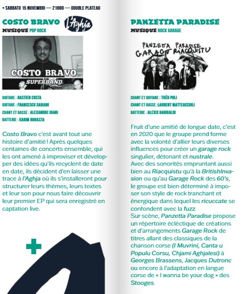 Concert Pop Rock avec Costo Bravo et Panzetta Paradise à l'Aghja