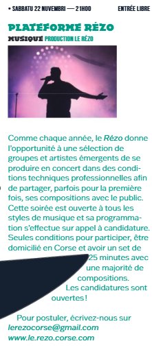 Concert : Plateforme Rézo - Aghja à Ajaccio