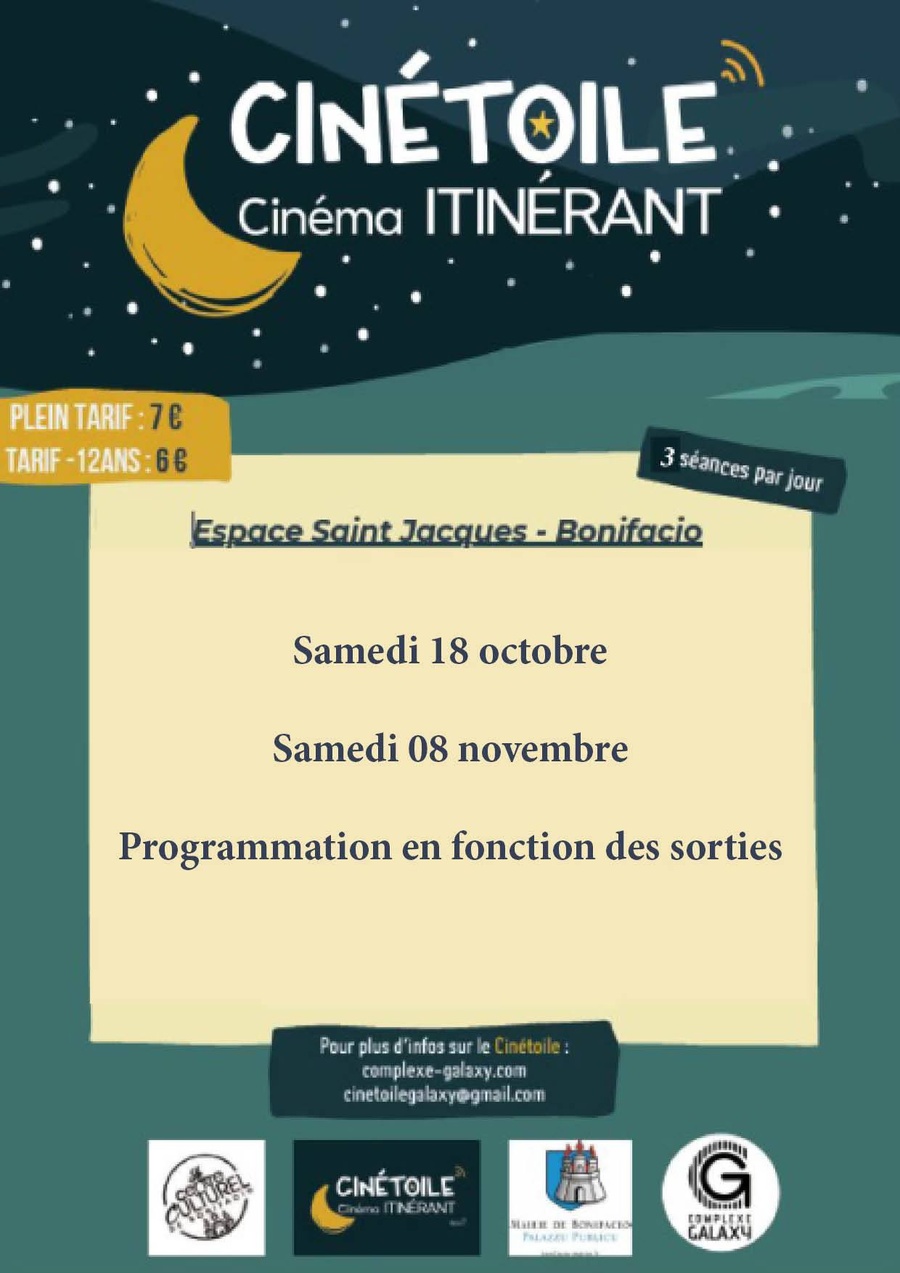 Cinétoile : Cinéma itinérant à l'Espace Saint-Jacques à Bonifacio