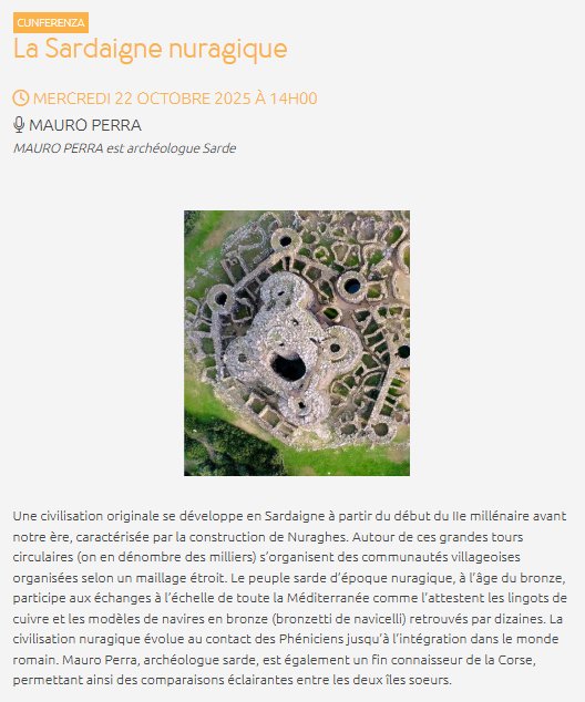 Conférence sur la civilisation nuragique de Sardaigne avec Mauro Perra