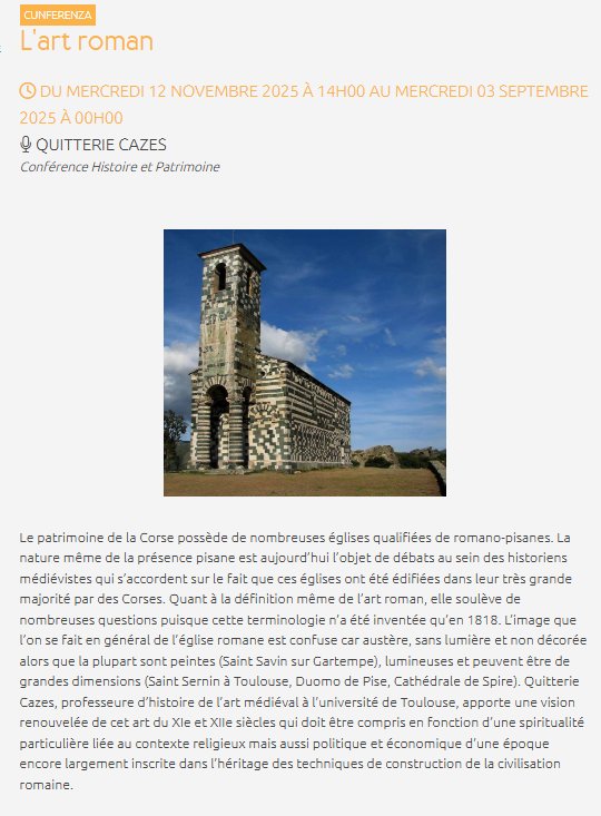 Conférence sur l'art roman avec Quitterie Cazes - CCU Spaziu Natale Luciani