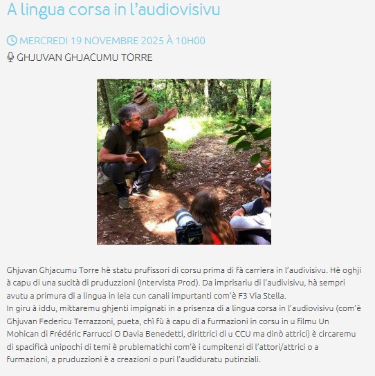 Rencontre A lingua corsa in l’audiovisivu avec Jean-Jacques Torre - CCU Spaziu Natale Luciani