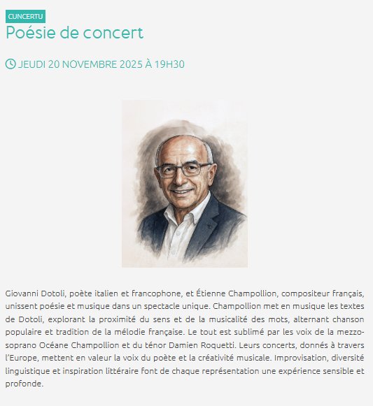 Concert poétique avec Giovanni Dotoli et Étienne Champollion - CCU Spaziu Natale Luciani