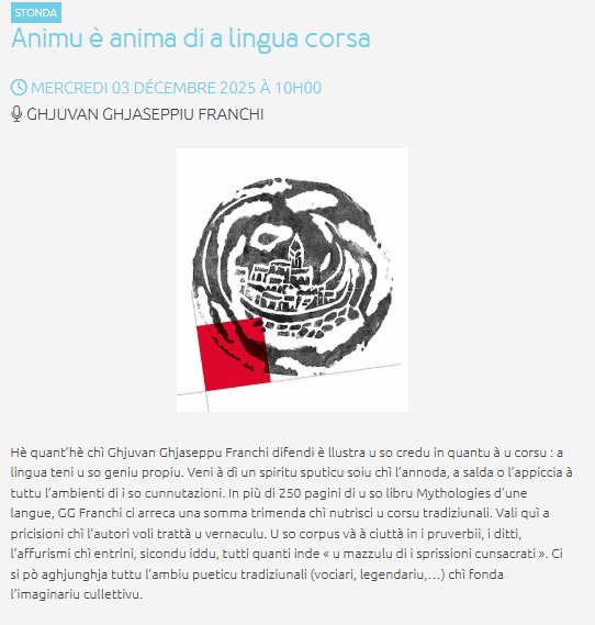 Rencontre : "Animus et âme de la langue corse" avec Ghjuvan Ghjaseppu Franchi - Bâtiment Edmond Simeoni