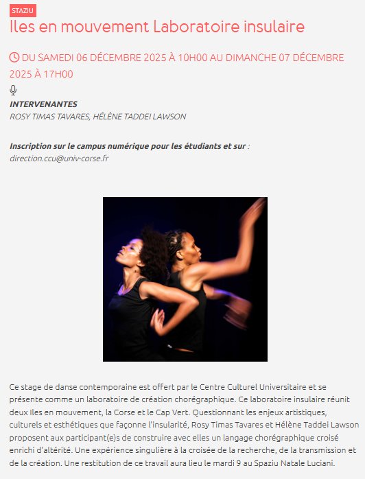 Stage de danse : Îles en mouvement avec Rosy Timas Tavares et Hélène Taddei Lawson