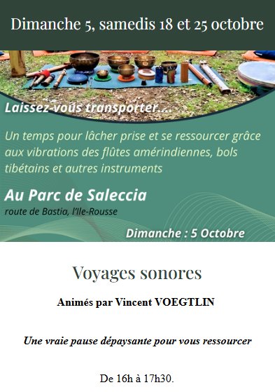 Voyages sonores avec Vincent Voegtlin, sonothérapeute et musicien au Parc de Saleccia