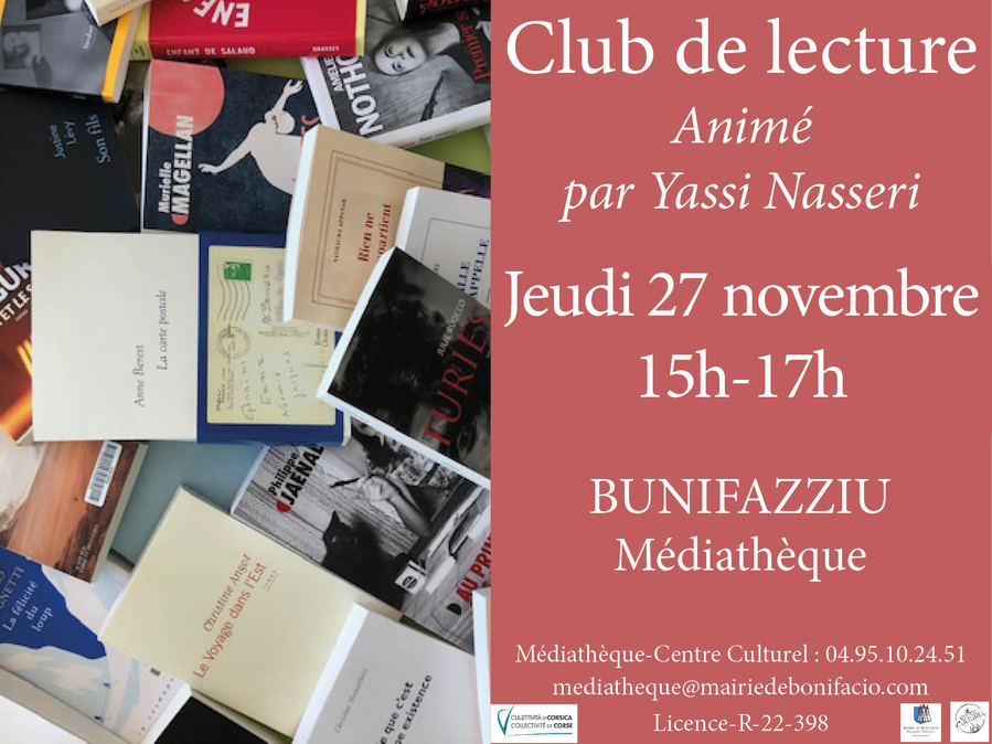 Club de lecture animé par Yassi Nasseri à la Médiathèque de Bonifacio