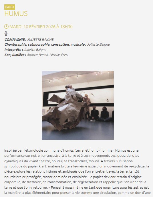 Danse : "Humus" par la Compagnie Juliette Baigne - CCU Spaziu Natale Luciani