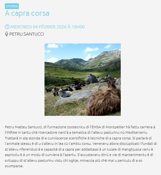 Rencontre : "A capra corsa" avec Petru Santucci - Bâtiment Edmond Simeoni