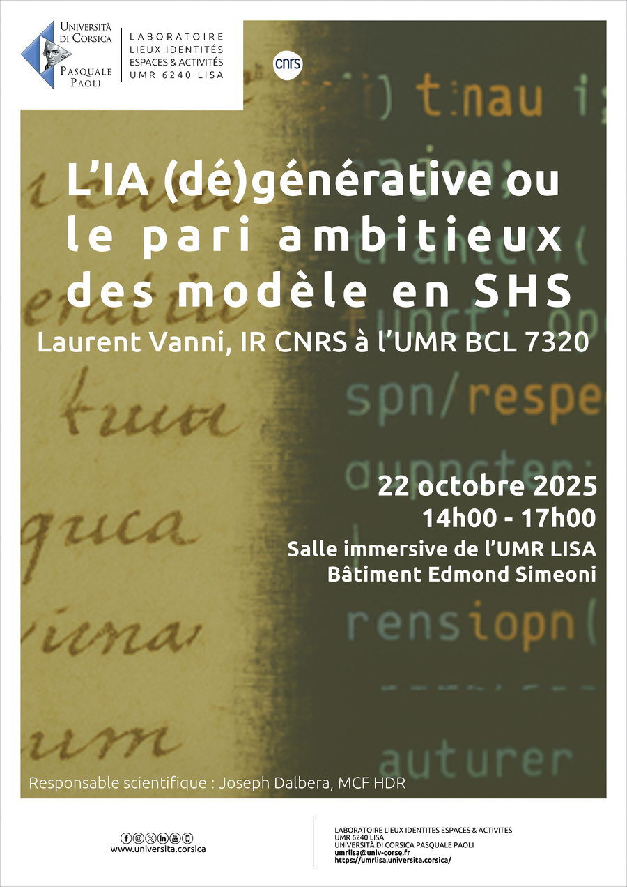 Séminaire sur l'IA générative avec Laurent Vanni à l'Université de Corse