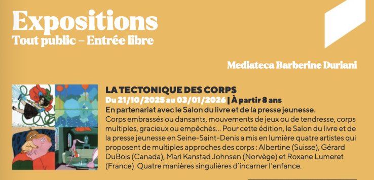 Exposition Jeunesse : La Tectonique des Corps à la Médiathèque Barberine Duriani