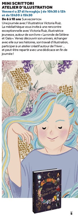 Atelier vacances : "Mini scritori" une rencontre exceptionnelle avec  avec Victoria Ruiz, illustratrice jeunesse, autour de son livre "La ronde de Sélène et Gaïa"  - Médiathèque Barberine Duriani