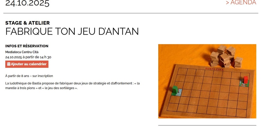 Atelier : Fabrique ton jeu d'antan avec la ludothèque de Bastia - Médiathèque Centru cità