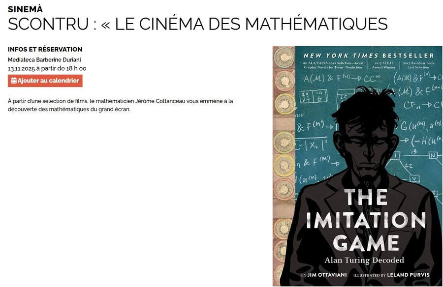 Conférence Cinéma : Le Cinéma des Mathématiques avec Jérôme Cottanceau