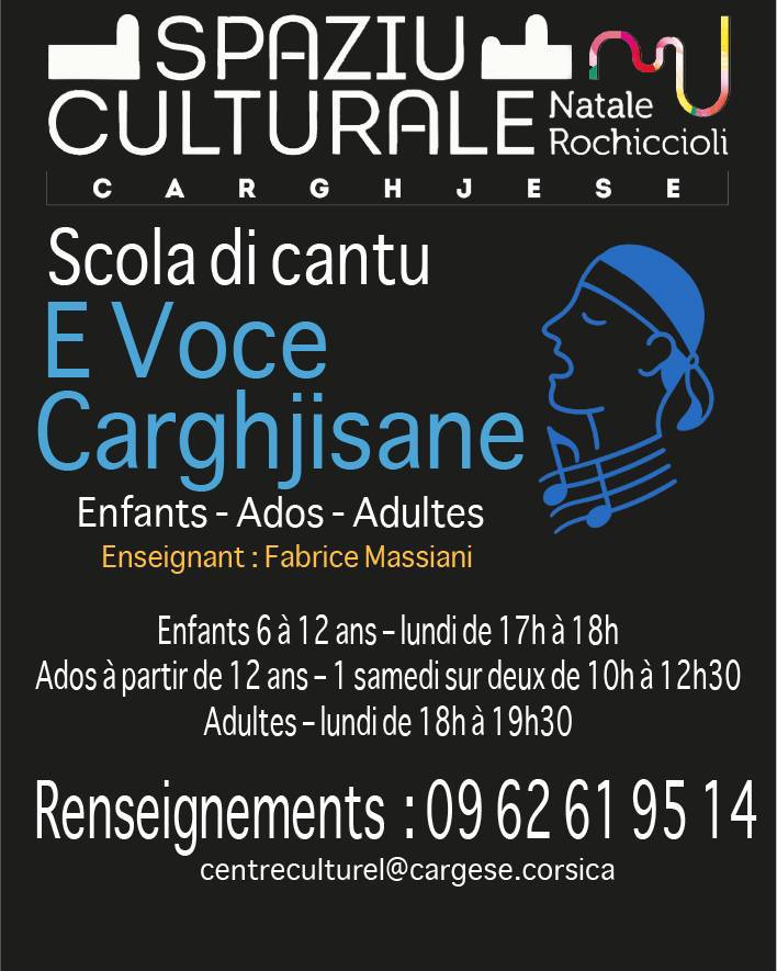 Cours de chant 'E Voce Carghjisane' pour enfants et adultes à Carghjese